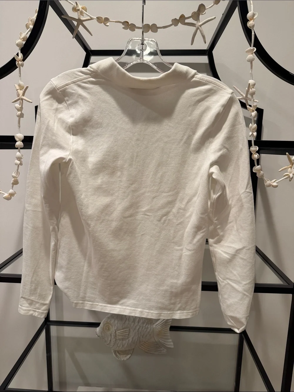 Ralph Lauren White Long Sleeve Polo with Red Logo